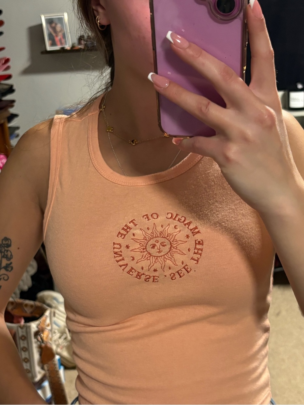 Zoe + Liv Peach Sun Graphic Tank